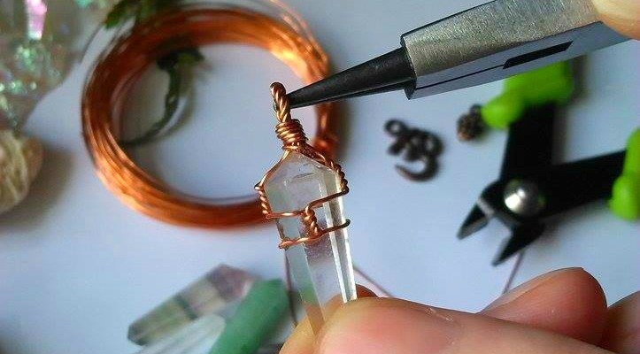 Copper Wire Wrapped Quartz Crystal Point